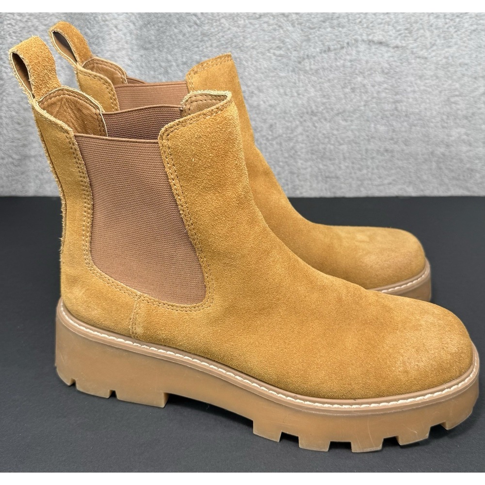 Dolce Vita Boots Suede Johany Chelsea Ankle Brown Womens 8.5M Lug Sole Platform